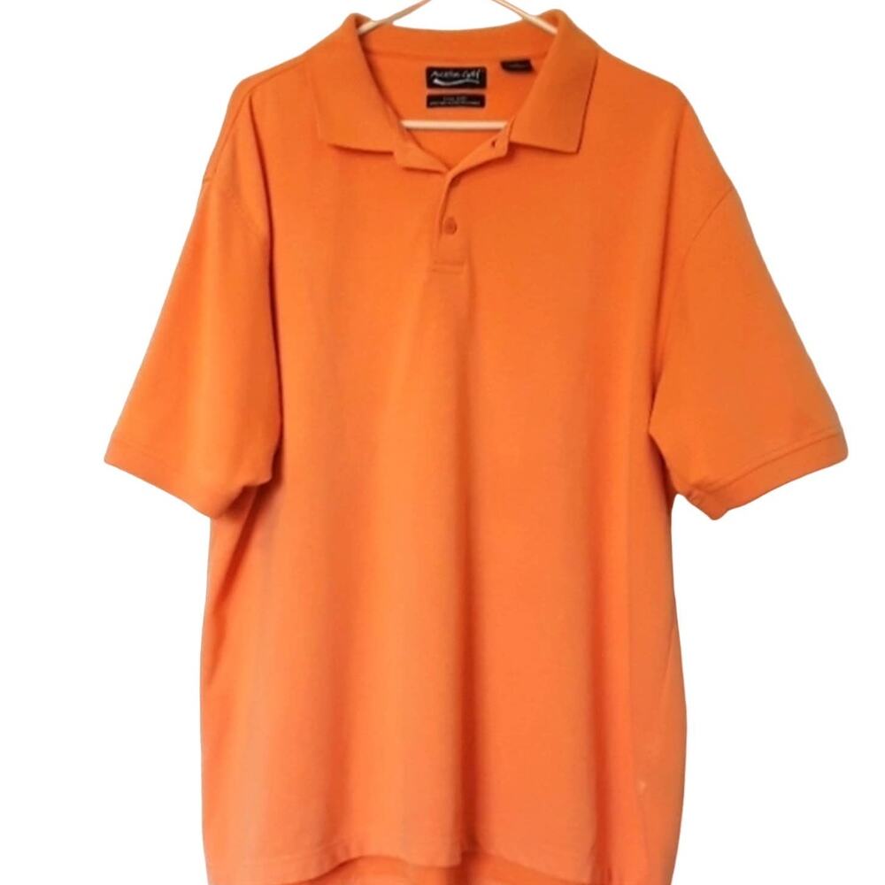 Mens Sz XL Orange Cool Skin Moisture Wicking Breathable SS Polo Golf Shirt